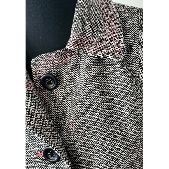 Gap Womens Gray Tweed Wool Blend Blazer Pink Accent Stitched Jacket Sz M EUC - Picture 2 of 10